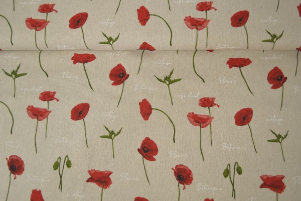 Canvas Deko Stoff Halbpanama floral