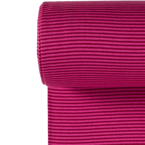 Bündchenstoff 1x1 garngefärbt streifen Fuchsia